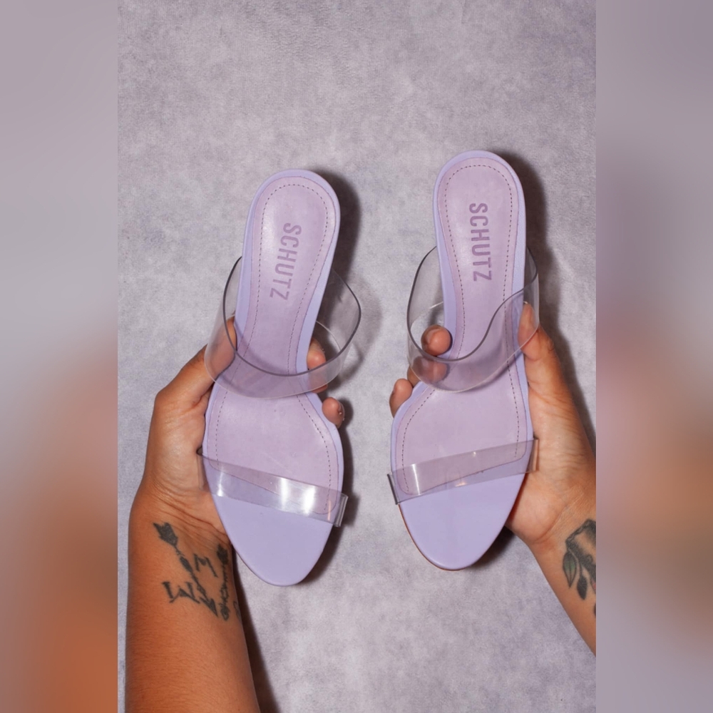 Schutz Ariella Women's  High Sandals Stiletto Shoes Lavender  7.5 US